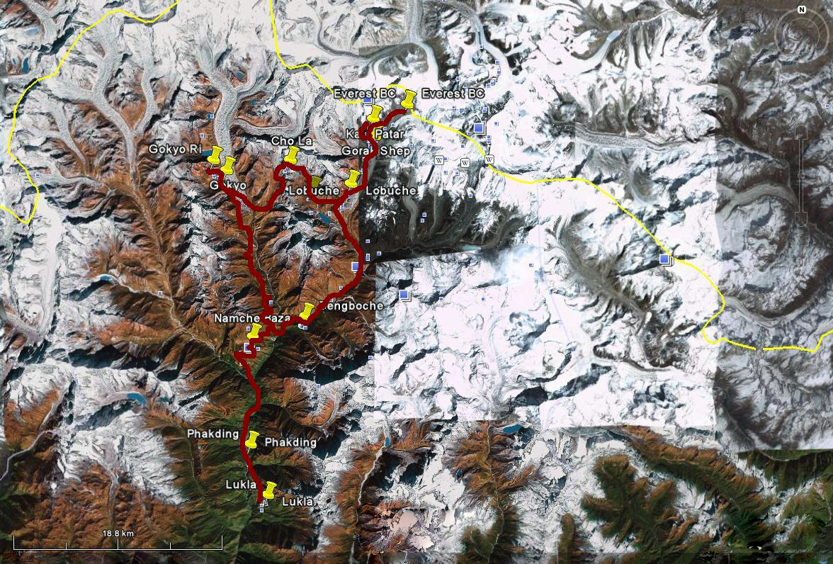 Everest Base Camp and Gokyo trek map